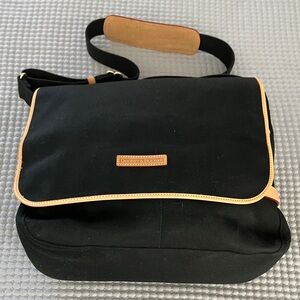 Dooney & Bourke Black Messenger Bag with Tan Trim